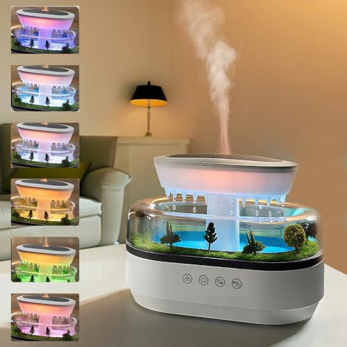 Luftbefeuchter Rain Humidifier Diffusor, 250mL Essential Oil Diffuser mit 7 Farben Led Nachtlicht, Duftöl Diffusor Luftbefeuchter mit Pilz Lampe Wassertropfen, Duftöl Diffuser für Zuhause Büro von AXVRAV