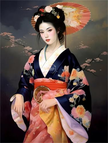 AYAOYANGGO 11CT Kreuzstich Stickpackungen Stickset Mit Japanischer Geisha，Fantasiefrau，Kreuzstichset，Kunsthandwerk Für Erwachsene，11 Ct Kreuzstich 40x50cm von AYAOYANGGO
