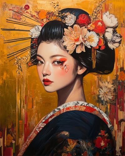 AYAOYANGGO 11CT Stickerei Set Anime Japanische Geisha Vorgedruckte，Gestempelte Kreuzstich-Sets Für Erwachsene Und Anfänger，Zum Selbermachen，Handarbeitskunst 40x50cm von AYAOYANGGO
