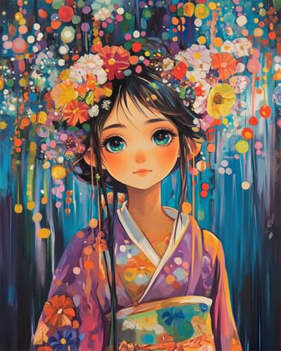 AYAOYANGGO 9CT Diy Bead Embroidery Kit Anime Japanische Frau Diy-Set Mit Perlen,Handgefertigtes Perlenmalerei-Kit Aus Handarbeit,Bead Embroidery Kits Nadelkunst,Dekor 40x50cm von AYAOYANGGO