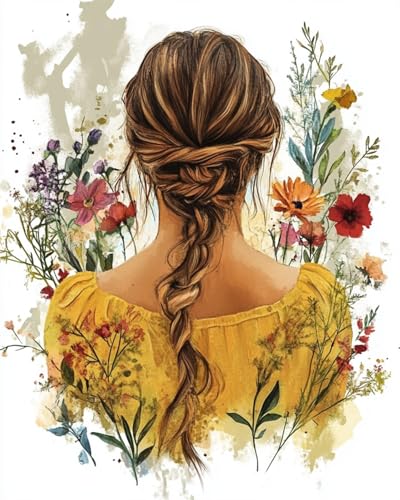 AYAOYANGGO 9CT Diy Bead Embroidery Kit Bunte Mädchen Zurück Und Blumen Diy-Set Mit Perlen,Handgefertigtes Perlenmalerei-Kit Aus Handarbeit,Bead Embroidery Kits Nadelkunst,Dekor 50x60cm von AYAOYANGGO