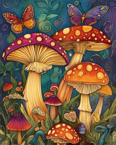AYAOYANGGO 9CT Diy Bead Embroidery Kit Bunte Schmetterlinge Und Pilze Nadelspitze-Bastelset,Diy-Perlenmalerei,3D-Wandteppich,Perlen-Kreuzstich-Set 60x80cm AYAOYANGGO 9CT Diy Bead Embroidery Kit Bunte Schmetterlinge Und Pilze Nadelspitze-Bastelset,Diy-Perlenmalerei,3D-Wandteppich,Perlen-Kreuzstich-Set 60x80cm von AYAOYANGGO