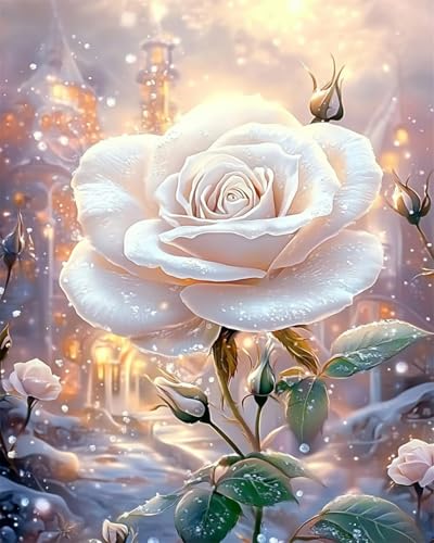 AYAOYANGGO 9CT Diy Bead Embroidery Kit Fantasievolle Weiße Rosen Nadelspitze-Bastelset,Diy-Perlenmalerei,3D-Wandteppich,Perlen-Kreuzstich-Set 60x80cm AYAOYANGGO 9CT Diy Bead Embroidery Kit Fantasievolle Weiße Rosen Nadelspitze-Bastelset,Diy-Perlenmalerei,3D-Wandteppich,Perlen-Kreuzstich-Set 60x80cm von AYAOYANGGO