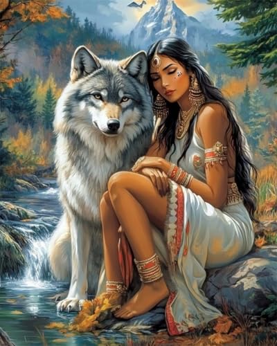 AYAOYANGGO 9CT Diy Bead Embroidery Kit Wolfstier Und Frau Diy-Set Mit Perlen,Handgefertigtes Perlenmalerei-Kit Aus Handarbeit,Bead Embroidery Kits Nadelkunst,Dekor 60x80cm AYAOYANGGO 9CT Diy Bead Embroidery Kit Wolfstier Und Frau Diy-Set Mit Perlen,Handgefertigtes Perlenmalerei-Kit Aus Handarbeit,Bead Embroidery Kits Nadelkunst,Dekor 60x80cm von AYAOYANGGO