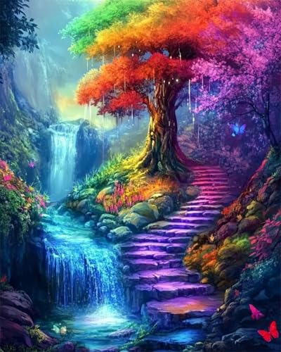 AYAOYANGGO 9CT Diy Bead Embroidery Set Farbenfrohe Bergwald-Wasserfalllandschaft Diy-Set Mit Perlen,Handgefertigtes Perlenmalerei-Kit Aus Handarbeit,Bead Embroidery Kits Nadelkunst,Dekor 50x60cm AYAOYANGGO 9CT Diy Bead Embroidery Set Farbenfrohe Bergwald-Wasserfalllandschaft Diy-Set Mit Perlen,Handgefertigtes Perlenmalerei-Kit Aus Handarbeit,Bead Embroidery Kits Nadelkunst,Dekor 50x60cm von AYAOYANGGO