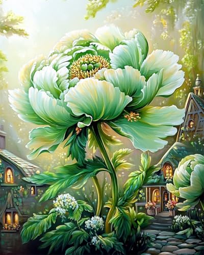 AYAOYANGGO 9CT Diy Kreuzstich-Sets Mit Perlen Fantasie Grüne Pfingstrosenblüten Perlenstickerei-Bastelset Für Anfänger,Handarbeitsset,Vorgedrucktes Muster,Dekor,Wandkunst 50x60cm AYAOYANGGO 9CT Diy Kreuzstich-Sets Mit Perlen Fantasie Grüne Pfingstrosenblüten Perlenstickerei-Bastelset Für Anfänger,Handarbeitsset,Vorgedrucktes Muster,Dekor,Wandkunst 50x60cm von AYAOYANGGO