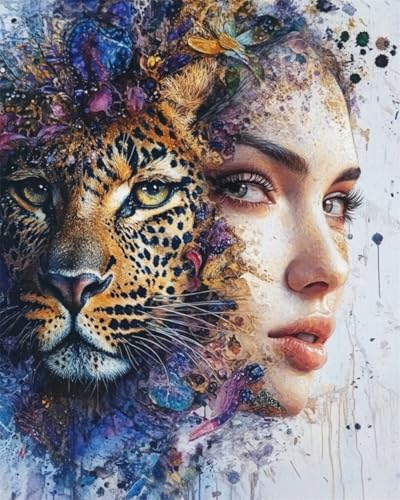 AYAOYANGGO 9CT Diy Perlenstickerei Set Aquarell Leopard Und Frau Bead Embroidery Kit Kreuzstich,Nadelspitze,Handarbeit,Wandteppich-Set,Perlenstickerei-Muster,3D-Stickset 60x80cm AYAOYANGGO 9CT Diy Perlenstickerei Set Aquarell Leopard Und Frau Bead Embroidery Kit Kreuzstich,Nadelspitze,Handarbeit,Wandteppich-Set,Perlenstickerei-Muster,3D-Stickset 60x80cm von AYAOYANGGO