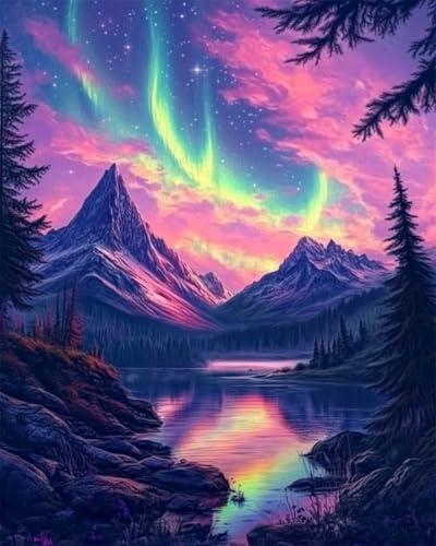 AYAOYANGGO 9CT Diy Perlenstickerei-Set Bunte Schneeberg-Aurora-Landschaft Perlenstickerei-Bastelset Für Anfänger,Handarbeitsset,Vorgedrucktes Muster,Dekor,Wandkunst 60x80cm AYAOYANGGO 9CT Diy Perlenstickerei-Set Bunte Schneeberg-Aurora-Landschaft Perlenstickerei-Bastelset Für Anfänger,Handarbeitsset,Vorgedrucktes Muster,Dekor,Wandkunst 60x80cm von AYAOYANGGO