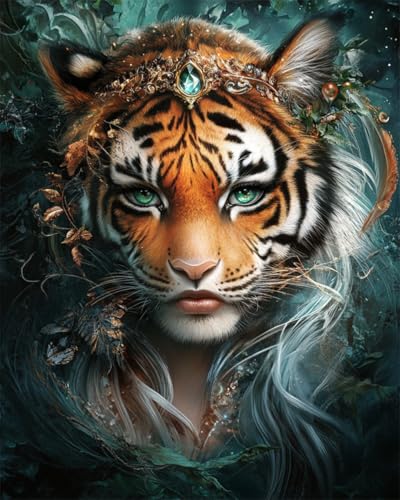 AYAOYANGGO 9CT Diy Perlenstickerei Set Cartoon-Tiger-Tier Perlenstickerei-Bastelset Für Anfänger,Handarbeitsset,Vorgedrucktes Muster,Dekor,Wandkunst 50x60cm von AYAOYANGGO