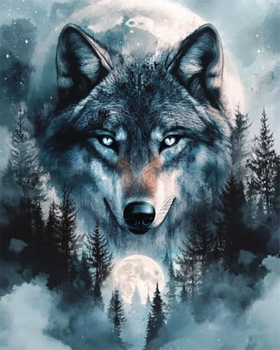 AYAOYANGGO 9CT Diy Perlenstickerei-Set Cartoon Wolf Tier Und Mond Nadelspitze-Bastelset,Diy-Perlenmalerei,3D-Wandteppich,Perlen-Kreuzstich-Set 60x80cm AYAOYANGGO 9CT Diy Perlenstickerei-Set Cartoon Wolf Tier Und Mond Nadelspitze-Bastelset,Diy-Perlenmalerei,3D-Wandteppich,Perlen-Kreuzstich-Set 60x80cm von AYAOYANGGO