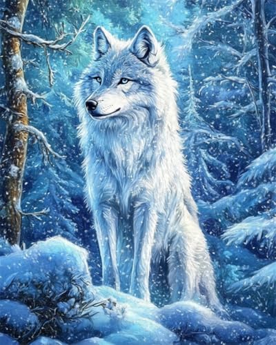 AYAOYANGGO 9CT Diy Perlenstickerei-Set Weißer Wolf Tier Im Winter Nadelspitze-Bastelset,Diy-Perlenmalerei,3D-Wandteppich,Perlen-Kreuzstich-Set 60x80cm AYAOYANGGO 9CT Diy Perlenstickerei-Set Weißer Wolf Tier Im Winter Nadelspitze-Bastelset,Diy-Perlenmalerei,3D-Wandteppich,Perlen-Kreuzstich-Set 60x80cm von AYAOYANGGO