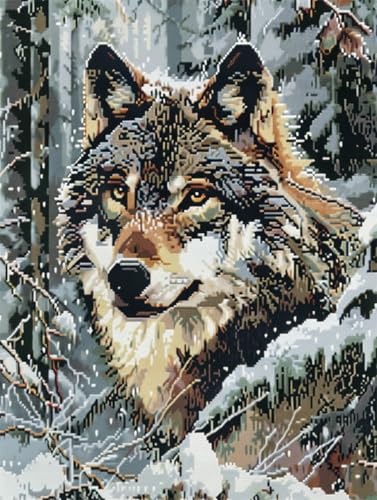 AYAOYANGGO 9CT Diy Perlenstickerei-Set Wolfstier Im Schnee Perlenstickerei-Bastelset Für Anfänger,Handarbeitsset,Vorgedrucktes Muster,Dekor,Wandkunst 60x80cm AYAOYANGGO 9CT Diy Perlenstickerei-Set Wolfstier Im Schnee Perlenstickerei-Bastelset Für Anfänger,Handarbeitsset,Vorgedrucktes Muster,Dekor,Wandkunst 60x80cm von AYAOYANGGO