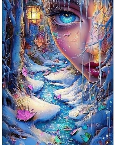AYAOYANGGO 9CT Diy Stickerei-Set Mit Perlen Fantasiefrau Nadelspitze-Bastelset,Diy-Perlenmalerei,3D-Wandteppich,Perlen-Kreuzstich-Set 40x50cm von AYAOYANGGO