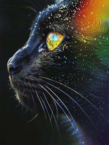 AYAOYANGGO 9CT Diy Stickerei-Set Mit Perlen Katzentier Und Regenbogen Perlenstickerei-Set Für Erwachsene,Nadelspitze,Wandteppich Diy Seed Bead Embroidery Kits 50x60cm von AYAOYANGGO