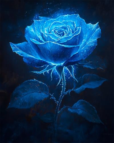 AYAOYANGGO 9CT Diy-Sticksets Mit Perlen Cartoon Blaue Rose Perlenstickerei-Set Für Erwachsene,Nadelspitze,Wandteppich Diy Seed Bead Embroidery Kits 50x60cm von AYAOYANGGO