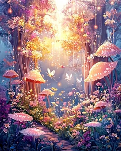 AYAOYANGGO 9CT Diy-Sticksets Mit Perlen Fantasie-Waldlandschaft Perlenstickerei-Bastelset Für Anfänger,Handarbeitsset,Vorgedrucktes Muster,Dekor,Wandkunst 50x60cm von AYAOYANGGO