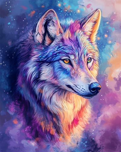 AYAOYANGGO 9CT Diy-Sticksets Mit Perlen Farbe Wolf Tier Bead Embroidery Kit Kreuzstich,Nadelspitze,Handarbeit,Wandteppich-Set,Perlenstickerei-Muster,3D-Stickset 40x50cm von AYAOYANGGO
