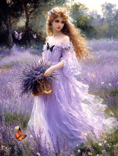 AYAOYANGGO Cross Stitch Kit Frau Und Lavendelblüten Vorgedruckte Kreuzstich-Sets Für Erwachsene,Diy-Wandkunst-Dekor Für Anfänger 11CT 40x50cm AYAOYANGGO Cross Stitch Kit Frau Und Lavendelblüten Vorgedruckte Kreuzstich-Sets Für Erwachsene,Diy-Wandkunst-Dekor Für Anfänger 11CT 40x50cm von AYAOYANGGO