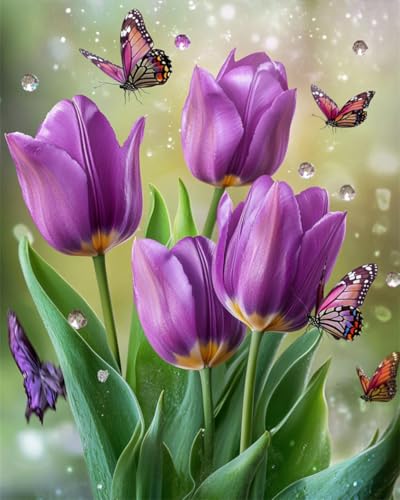 AYAOYANGGO Cross Stitch Kit Lila Tulpenblüten Und Schmetterlinge Gezähltes Kreuzstich-Set Mit Stempel Für Erwachsene,Anfänger,Anfänger,Fortgeschrittene,Einfache Diy-Stickkunst 11CT 40x50cm AYAOYANGGO Cross Stitch Kit Lila Tulpenblüten Und Schmetterlinge Gezähltes Kreuzstich-Set Mit Stempel Für Erwachsene,Anfänger,Anfänger,Fortgeschrittene,Einfache Diy-Stickkunst 11CT 40x50cm von AYAOYANGGO