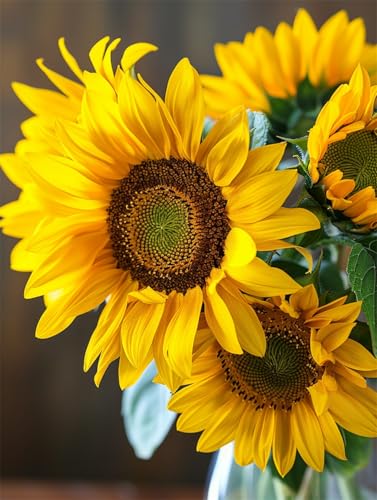AYAOYANGGO DIY Perlenstickerei Set Sonnenblume Nadelspitze-Bastelset,Diy-Perlenmalerei,3D-Wandteppich,Perlen-Kreuzstich-Set 40x50cm von AYAOYANGGO
