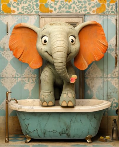 AYAOYANGGO Diy Bead Embroidery Kit Badezimmer Elefant Tier Nadelspitze-Bastelset,Diy-Perlenmalerei,3D-Wandteppich,Perlen-Kreuzstich-Set 9CT 60x80cm AYAOYANGGO Diy Bead Embroidery Kit Badezimmer Elefant Tier Nadelspitze-Bastelset,Diy-Perlenmalerei,3D-Wandteppich,Perlen-Kreuzstich-Set 9CT 60x80cm von AYAOYANGGO