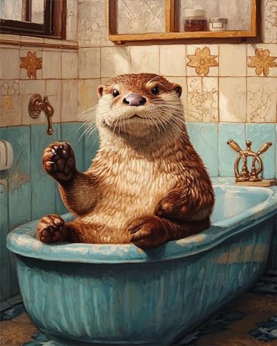 AYAOYANGGO Diy Perlenstickerei-Set Badezimmer Otter Tier Nadelspitze-Bastelset,Diy-Perlenmalerei,3D-Wandteppich,Perlen-Kreuzstich-Set 9CT 60x80cm AYAOYANGGO Diy Perlenstickerei-Set Badezimmer Otter Tier Nadelspitze-Bastelset,Diy-Perlenmalerei,3D-Wandteppich,Perlen-Kreuzstich-Set 9CT 60x80cm von AYAOYANGGO