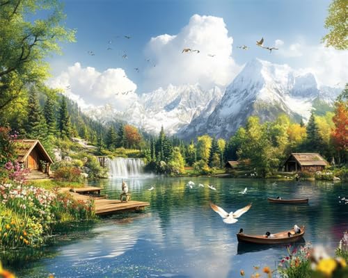 AYAOYANGGO Diy Perlenstickerei-Set Hüttenlandschaft Am Seeufer Bead Embroidery Kit Kreuzstich,Nadelspitze,Handarbeit,Wandteppich-Set,Perlenstickerei-Muster,3D-Stickset 9CT 60x80cm AYAOYANGGO Diy Perlenstickerei-Set Hüttenlandschaft Am Seeufer Bead Embroidery Kit Kreuzstich,Nadelspitze,Handarbeit,Wandteppich-Set,Perlenstickerei-Muster,3D-Stickset 9CT 60x80cm von AYAOYANGGO