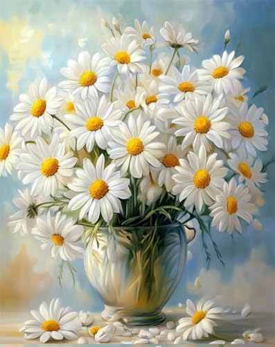 AYAOYANGGO Diy Perlenstickerei-Set Weiße Gänseblümchen In Der Vase Perlenstickerei-Bastelset Für Anfänger,Handarbeitsset,Vorgedrucktes Muster,Dekor,Wandkunst 9CT 60x80cm AYAOYANGGO Diy Perlenstickerei-Set Weiße Gänseblümchen In Der Vase Perlenstickerei-Bastelset Für Anfänger,Handarbeitsset,Vorgedrucktes Muster,Dekor,Wandkunst 9CT 60x80cm von AYAOYANGGO