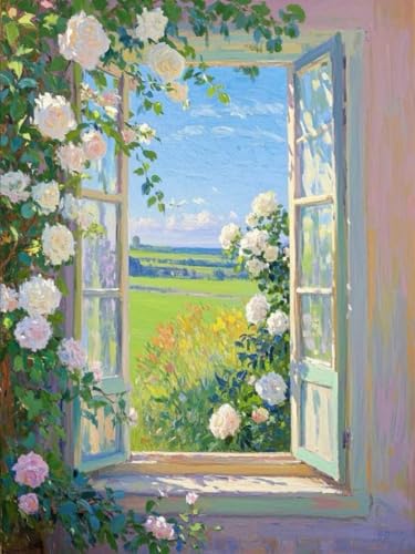 AYAOYANGGO Diy Stickerei-Set Mit Perlen Weiße Rosenlandschaft Am Fenster Bead Embroidery Kit Kreuzstich,Nadelspitze,Handarbeit,Wandteppich-Set,Perlenstickerei-Muster,3D-Stickset 9CT 60x80cm AYAOYANGGO Diy Stickerei-Set Mit Perlen Weiße Rosenlandschaft Am Fenster Bead Embroidery Kit Kreuzstich,Nadelspitze,Handarbeit,Wandteppich-Set,Perlenstickerei-Muster,3D-Stickset 9CT 60x80cm von AYAOYANGGO