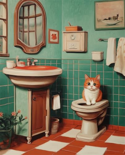 AYAOYANGGO Diy-Sticksets Mit Perlen Badezimmer Katze Tier Nadelspitze-Bastelset,Diy-Perlenmalerei,3D-Wandteppich,Perlen-Kreuzstich-Set 9CT 40x50cm AYAOYANGGO Diy-Sticksets Mit Perlen Badezimmer Katze Tier Nadelspitze-Bastelset,Diy-Perlenmalerei,3D-Wandteppich,Perlen-Kreuzstich-Set 9CT 40x50cm von AYAOYANGGO