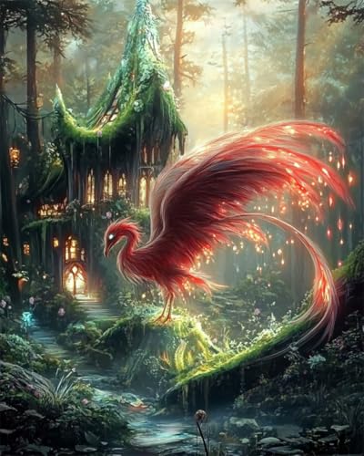 AYAOYANGGO Diy-Sticksets Mit Perlen Fantasie Wald Phoenix Nadelspitze-Bastelset,Diy-Perlenmalerei,3D-Wandteppich,Perlen-Kreuzstich-Set 9CT 60x80cm AYAOYANGGO Diy-Sticksets Mit Perlen Fantasie Wald Phoenix Nadelspitze-Bastelset,Diy-Perlenmalerei,3D-Wandteppich,Perlen-Kreuzstich-Set 9CT 60x80cm von AYAOYANGGO