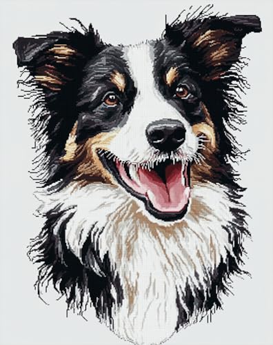 AYAOYANGGO Hund Tier Knüpfstern Border Collie Portrait Diy-Teppich-Bastelarbeiten Für Erwachsene Mit Farbig Bedruckter Leinwand, Häkel-Stickerei-Teppiche-Set, Heimdekoration 21x29in AYAOYANGGO Hund Tier Knüpfstern Border Collie Portrait Diy-Teppich-Bastelarbeiten Für Erwachsene Mit Farbig Bedruckter Leinwand, Häkel-Stickerei-Teppiche-Set, Heimdekoration 21x29in von AYAOYANGGO
