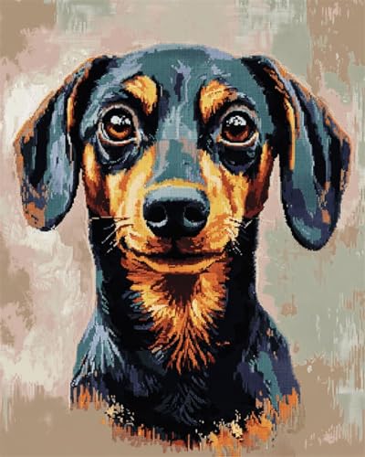AYAOYANGGO Hund Tier Knüpfteppich Set Vorgedruckt Dackelporträt Teppich-Set, Kreuzstich-Sticksets, Handarbeiten, Basteln Für Die Heimdekoration 33x45in AYAOYANGGO Hund Tier Knüpfteppich Set Vorgedruckt Dackelporträt Teppich-Set, Kreuzstich-Sticksets, Handarbeiten, Basteln Für Die Heimdekoration 33x45in von AYAOYANGGO