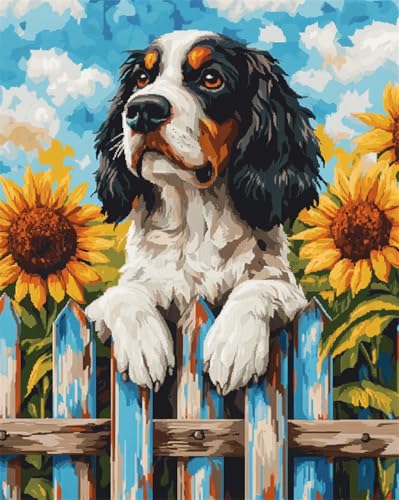 AYAOYANGGO Hund Tier Knüpfteppich Set Vorgedruckt Springer Spaniel Und Sonnenblumen Teppich-Set, Kreuzstich-Sticksets, Handarbeiten, Basteln Für Die Heimdekoration 21x29in AYAOYANGGO Hund Tier Knüpfteppich Set Vorgedruckt Springer Spaniel Und Sonnenblumen Teppich-Set, Kreuzstich-Sticksets, Handarbeiten, Basteln Für Die Heimdekoration 21x29in von AYAOYANGGO