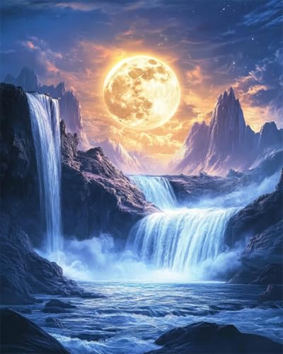 AYAOYANGGO Kreuzstich Set Vorgedruckt Fantasiemond Und Wasserfall Gezählt Malerei Gedruckt Diy Handarbeit Set Gestampft Wand Kunst Hause Dekoration 11CT 40x50cm AYAOYANGGO Kreuzstich Set Vorgedruckt Fantasiemond Und Wasserfall Gezählt Malerei Gedruckt Diy Handarbeit Set Gestampft Wand Kunst Hause Dekoration 11CT 40x50cm von AYAOYANGGO
