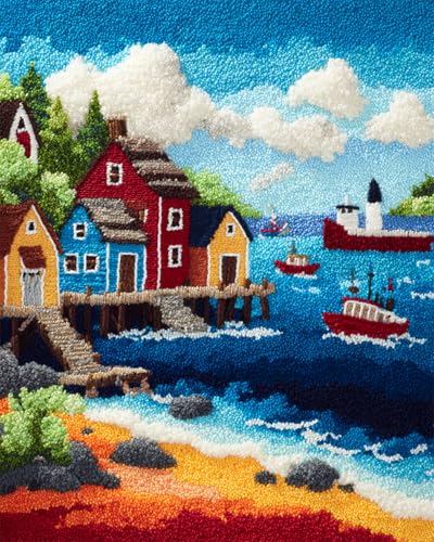 AYAOYANGGO Landschaft Häkelnadel Sethafenstädte Knüpfsets Für Kinder,Häkelset Für Anfänger,Teppich-Set Mit Bedruckter Leinwand,Geschenk 21x29in AYAOYANGGO Landschaft Häkelnadel Sethafenstädte Knüpfsets Für Kinder,Häkelset Für Anfänger,Teppich-Set Mit Bedruckter Leinwand,Geschenk 21x29in von AYAOYANGGO