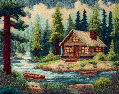AYAOYANGGO Landschaft Knüpfen Setwaldhütte Knüpfteppich-Set,Großes Vorgedrucktes Muster,Leinwandteppiche,Stickerei-Bastelarbeiten Für Erwachsene,Diy-Teppich 23x35in AYAOYANGGO Landschaft Knüpfen Setwaldhütte Knüpfteppich-Set,Großes Vorgedrucktes Muster,Leinwandteppiche,Stickerei-Bastelarbeiten Für Erwachsene,Diy-Teppich 23x35in von AYAOYANGGO