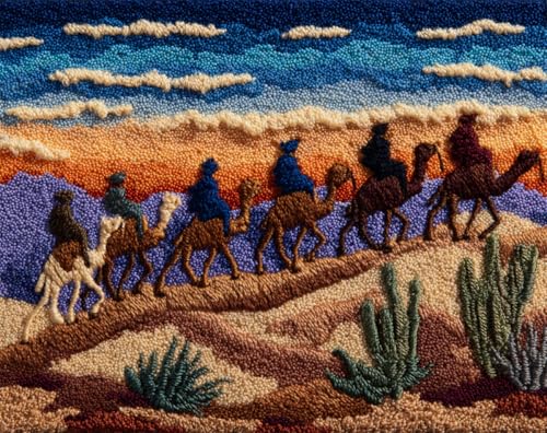 AYAOYANGGO Landschaft Knüpfen Setwüstenkarawane Häkel-Nähset,Klassisches Knüpfset Für Teppiche,3D-Bastelset Für Die Heimdekoration,Festgeschenk 23x35in AYAOYANGGO Landschaft Knüpfen Setwüstenkarawane Häkel-Nähset,Klassisches Knüpfset Für Teppiche,3D-Bastelset Für Die Heimdekoration,Festgeschenk 23x35in von AYAOYANGGO