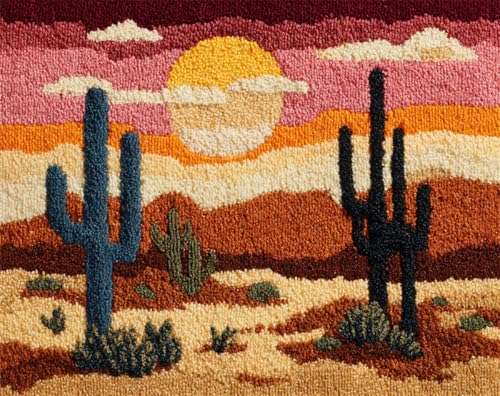 AYAOYANGGO Landschaft Knüpfteppich Set Vorgedrucktwüstenkaktus Teppich-Set,Kreuzstich-Sticksets,Handarbeiten,Basteln Für Die Heimdekoration 23x35in AYAOYANGGO Landschaft Knüpfteppich Set Vorgedrucktwüstenkaktus Teppich-Set,Kreuzstich-Sticksets,Handarbeiten,Basteln Für Die Heimdekoration 23x35in von AYAOYANGGO