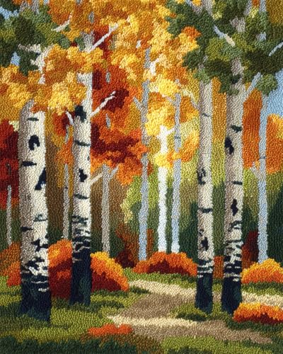 AYAOYANGGO Landschaft Latch Hook Rug Kitherbstlicher Birkenwald Kreuzstich-Teppich-Bastelarbeiten Kit,Teppiche-Häkel-Kits,Stickset,Handarbeiten,Basteln Für Die Heimdekoration 23x35in AYAOYANGGO Landschaft Latch Hook Rug Kitherbstlicher Birkenwald Kreuzstich-Teppich-Bastelarbeiten Kit,Teppiche-Häkel-Kits,Stickset,Handarbeiten,Basteln Für Die Heimdekoration 23x35in von AYAOYANGGO