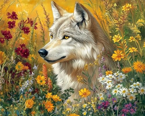 AYAOYANGGO Stickerei Set Wolfstier Und Bunte Blumen Diy-Kreuzstichset Mit Vorgedrucktem Stickstoff,Schere Und Besticktem Faden 11CT 40x50cm AYAOYANGGO Stickerei Set Wolfstier Und Bunte Blumen Diy-Kreuzstichset Mit Vorgedrucktem Stickstoff,Schere Und Besticktem Faden 11CT 40x50cm von AYAOYANGGO