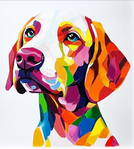 AYAOYANGGO Tier Häkelnadel Set Gekritzel-Hund Knüpfteppich-Set, Häkelteppich, Kreuzstich, Diy-Bastelarbeiten, Geschenke, Fußmatten, Deko-Teppich-Leinwand 23x16in von AYAOYANGGO