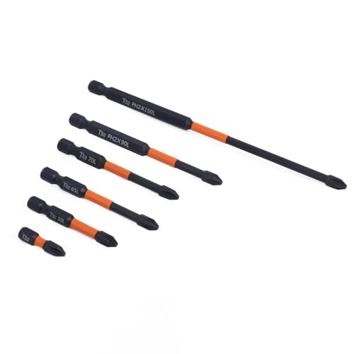 150 Sechs Kant Griff Starkes Magnetisches S2 Material Ph2 x 25 mm Schrauben Dreher Bit Set von AYAZER