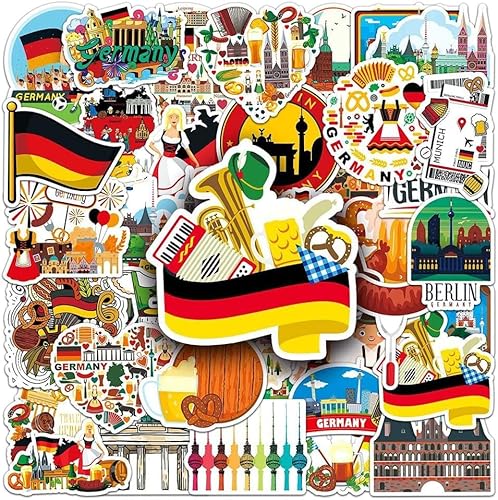 Deutschland Aufkleber |50 Stück Deutsche Wasserdichte Vinyl-Sticker für Trinkflaschen, Laptops, Koffer, Tassen, Computer, Handys, Skateboards, Gitarren Deutschland Aufkleber |50 Stück Deutsche Wasserdichte Vinyl-Sticker für Trinkflaschen, Laptops, Koffer, Tassen, Computer, Handys, Skateboards, Gitarren von AYEDIDUN