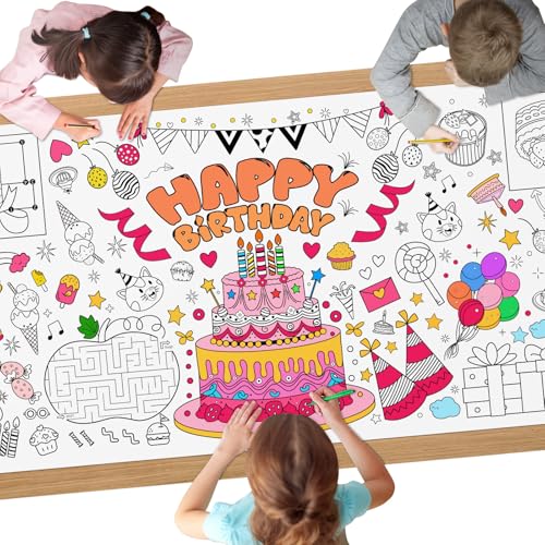 AYESY Kuchen Mal Tischdecke für Kinder, 183 x 76 cm Ausmal Tischdecke Geburtstag, Riesige DIY Papier Tischdecke, Bastelposter, Spiele, Geschenke, Aktivitäten Banner, Kunst Klassenraum Dekoration AYESY Kuchen Mal Tischdecke für Kinder, 183 x 76 cm Ausmal Tischdecke Geburtstag, Riesige DIY Papier Tischdecke, Bastelposter, Spiele, Geschenke, Aktivitäten Banner, Kunst Klassenraum Dekoration von AYESY
