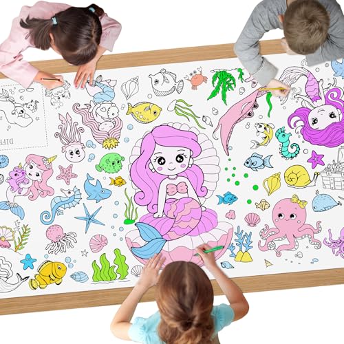 AYESY Papier-Tischdecke zum Ausmalen, 183 x 76cm Motiv Meerjungfrau Ausmaltischdecke Kreative Kinderbeschäftigung Ausmalen Tiere Mal Mich Bunt AYESY Papier-Tischdecke zum Ausmalen, 183 x 76cm Motiv Meerjungfrau Ausmaltischdecke Kreative Kinderbeschäftigung Ausmalen Tiere Mal Mich Bunt von AYESY
