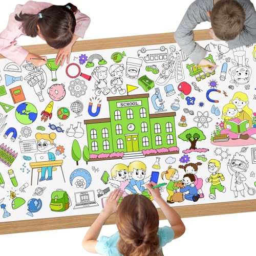 AYESY Papier-Tischdecke zum Ausmalen, 183 x 76cm Motiv Schul Riesige DIY Papier Tischdecke Kreative Kinderbeschäftigung für Kinder Spiele Und Aktivitäten Mal Mich Bunt von AYESY