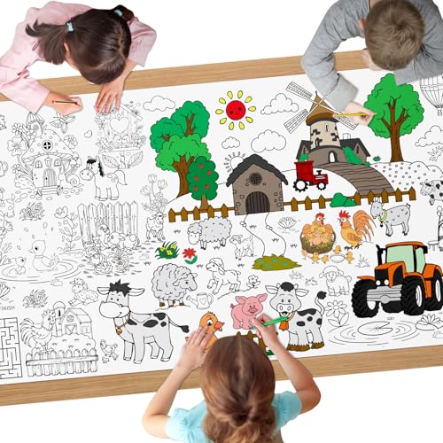 AYESY Weide Mal Tischdecke für Kinder, 183 x 76 cm, Riesige DIY Papier Ausmal Tischdecke, Bastelposter, Spiele, Geschenke, Aktivitäten Banner, Kunst Klassenraum Dekoration von AYESY