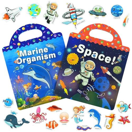 AYESY Wiederverwendbare Stickerbuch, 2 Pack Wasserdichte Stickerbuch für Kinder, Sticker Stickerbucher für Die Frühkindliche Bildung Kinder Geschenk Spielzeug: Dinosaurier, Tiere, Weltraum, Fahrzeug AYESY Wiederverwendbare Stickerbuch, 2 Pack Wasserdichte Stickerbuch für Kinder, Sticker Stickerbucher für Die Frühkindliche Bildung Kinder Geschenk Spielzeug: Dinosaurier, Tiere, Weltraum, Fahrzeug von AYESY