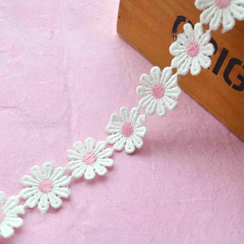 (1 Yard/Menge) 2,5 cm Spitzenband DIY bestickter Stoff Hochzeitsdeko Französische afrikanische Spitzenbesätze Nähzubehör Blumenband-Rosa von AYHTUD